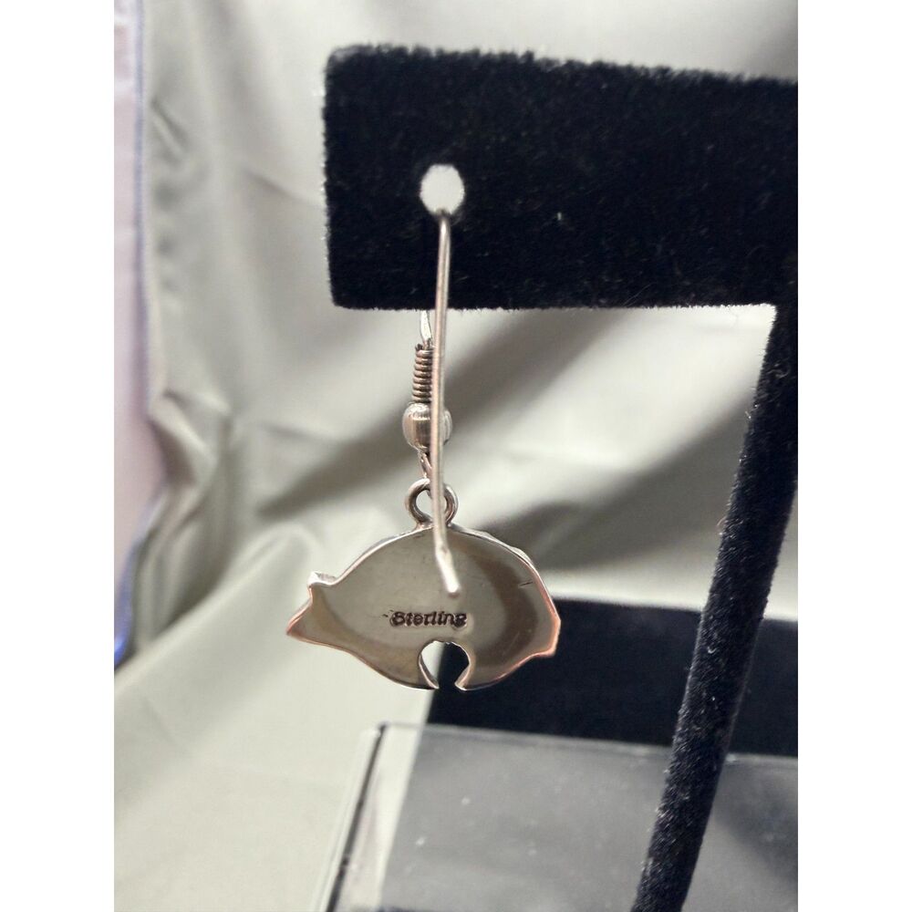 Sterling Silver Bear Pendant Earrings - Picture 5 of 8